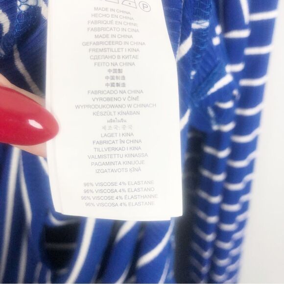 MICHAEL KORS | NEW Royal Blue/White Striped Ribbed Turtleneck Women’s Size Large - Picture 10 of 10